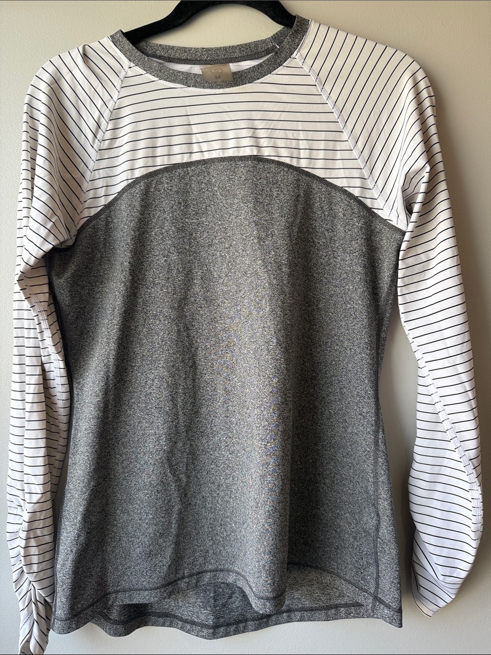 CALIA by Carrie Underwood Heather Gray and White Striped long sleeve medium